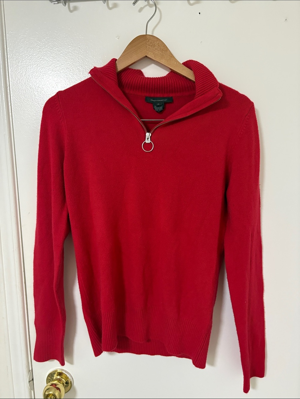 French Connection Red Zip-Front Sweater